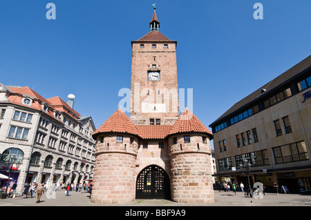 Weisser Turm - White tower, Nuremberg city center, Franconia, Bavaria, Germany Stock Photo