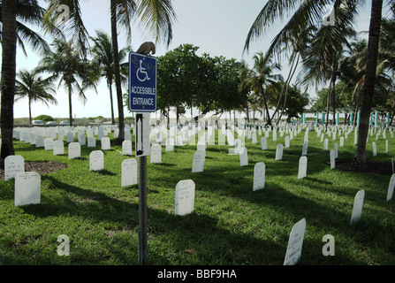 Symbolic Iraq War cemetery along the Ocean Drive in South Beach, Miami, FL, USA Stock Photo