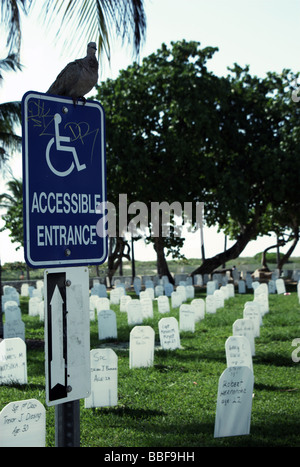 Symbolic Iraq War cemetery along the Ocean Drive in South Beach, Miami, FL, USA Stock Photo