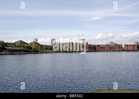 The former Bute east dock in Cardiff Skyline Cardiff Bay Wales UK Stock Photo