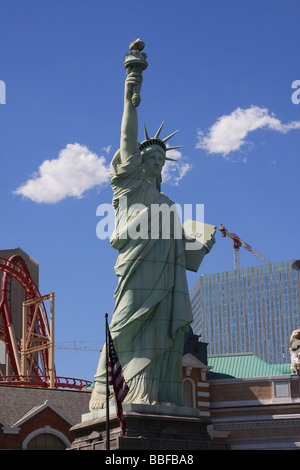 A close-up of the Statue of Liberty greeting travelers outside the New York-New York Hotel and Casino in Las Vegas, Nevada, USA. Stock Photo