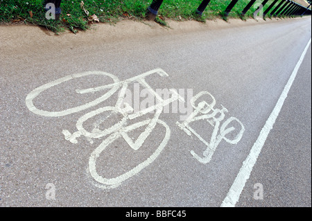 Painted sign on road indicating a cycle way Stock Photo