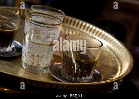 Egyptian coffee. Served in a cafe in the markets Cairo. Stock Photo
