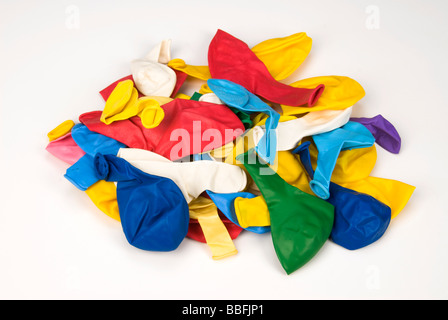 A pile of new colorful balloons on a white background Stock Photo