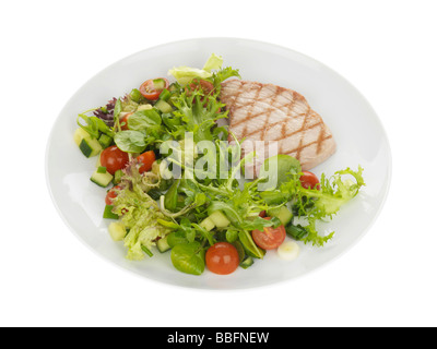 Griddled Tuna Steak with Salad Stock Photo