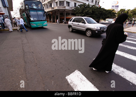 Africa, North Africa, Morocco, Casablanca, United Nations Square, Place des Nations Unies, Pedestrian Crossing Stock Photo