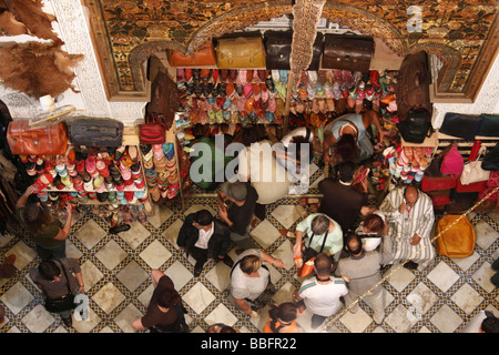 Africa, North Africa, Morocco, Fes, Fès el Bali, Old Fes, Medina, Leather Shop, The Chouara Tannery Stock Photo