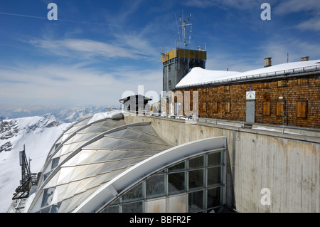 Buildings at the summit of Zugspitze, Germanys highest mountain, Bavaria, Germany Stock Photo