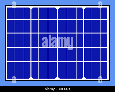 Solar panels and cells isolated on blue sky background Stock Photo