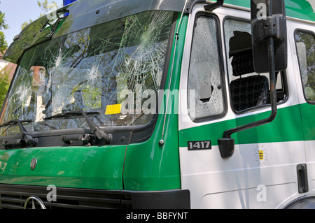 Police car at a demonstration against a neo-Nazi march in Ulm, Baden-Wuerttemberg, Germany, Europe Stock Photo