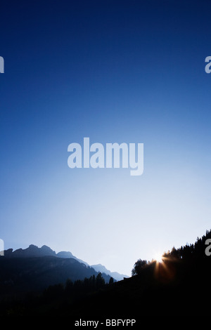 Sunrise over mountains in vals Stock Photo