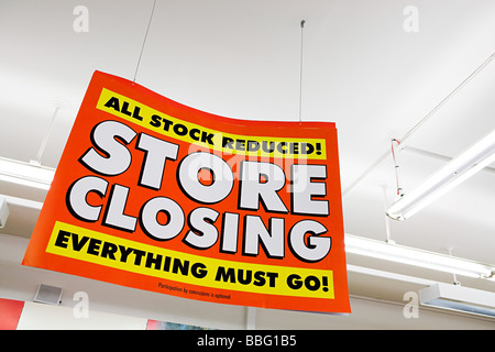 Store closing sign Stock Photo