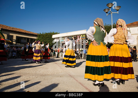 Popular Dances in the Festivities of San Roque Villasante de Montija Burgos Castilla Leon Spain Stock Photo