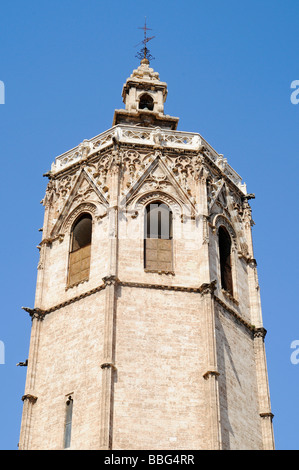 Torre del Miguelete, Micalet, bell tower, cathedral, Catedral de Santa Maria, Plaza de la Reina, Valencia, Spain, Europe Stock Photo