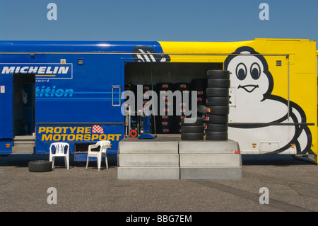 Michelin Tyres Supply Truck in the Paddock at Brands Hatch Kent England Stock Photo