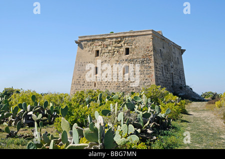 Torre de San Jose tower, former prison, Tabarca, Isla de Tabarca, Alicante, Costa Blanca, Spain, Europe Stock Photo
