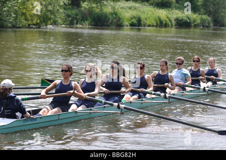 Cox and Female Crew Rowing Oxford City Bumping Races on The Isis River ...