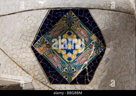 view on mosaic wall from ceramic broken tile Stock Photo