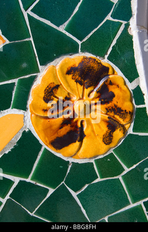 view on mosaic wall from ceramic broken tile Stock Photo