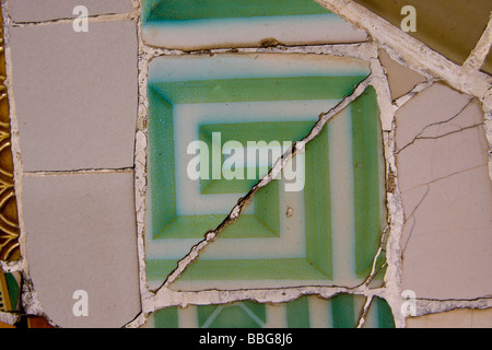view on mosaic wall from ceramic broken tile Stock Photo