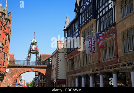 Eastgate Street and Victorian Clock Chester City England UK United Kingdom Stock Photo