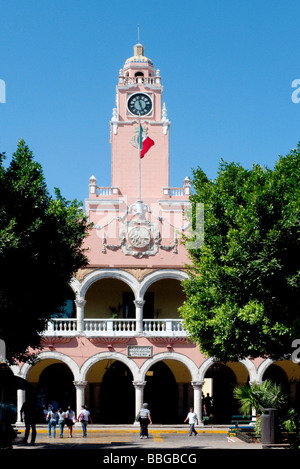 City Hall Palacio Municipal on Plaza Mayor square in Merida, Yucatan, Mexico, Central America Stock Photo