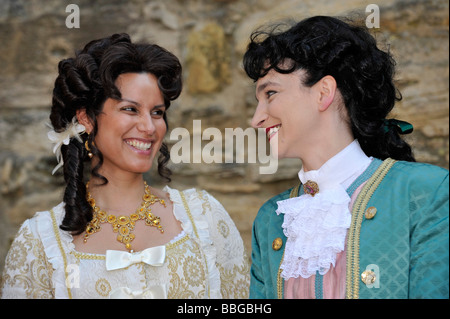 Life in the Baroque period of the 18th Century, couple in Venetian clothes, Schiller Jahrhundertfest century festival, Marbach  Stock Photo