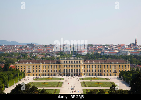 Schoenbrunn Palace, palace garden, from the age of Maria Theresia and Josef II, with a view of the city in the back, Vienna, Au Stock Photo