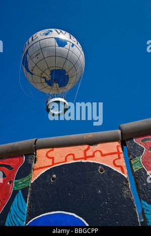 Captive balloon flight over the Berlin Wall, Berlin, Germany, Europe Stock Photo