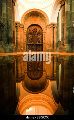 Reflection of doorway in Quito's historic district - Quito, Pinchincha Province, Ecuador Stock Photo