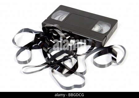 Old unusable vhs cassette isolated on white Stock Photo