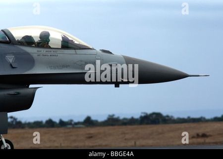 Close Up of Pilot and Canopy of a F 16 Fighting Falcon Stock Photo
