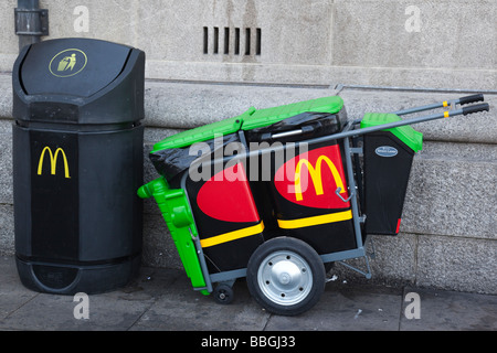 McDonald's litter management equipment on London's Southbank Stock Photo