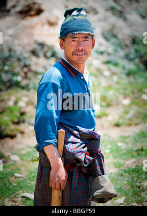 Bhutanese Farmer - Bhutan Stock Photo