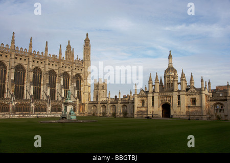 England;Cambridge;King's College,founded 1441 AD;Main entrance with King's Chapel on the left; Stock Photo
