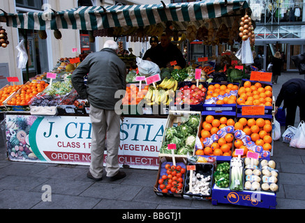 Liverpool;Fruit and vegetable stall in the city center. Stock Photo