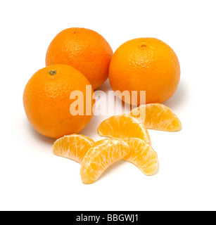 Tangerines Satsumas Mandarins Clementines cut out on a white background Stock Photo