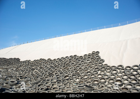Tires in a garbage dump Stock Photo