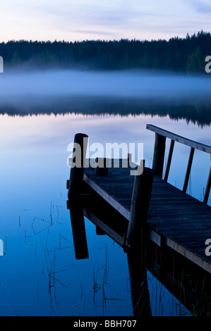 Tranquil landscape ar dawn Lakeland Karelia Finland Stock Photo