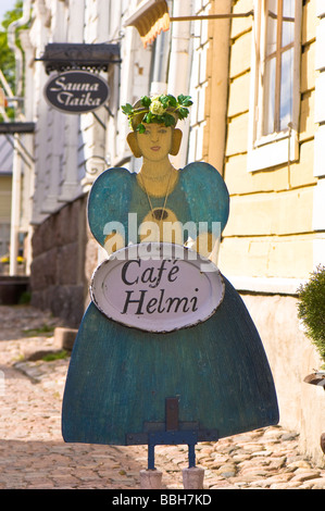 Cafe sign Historic Old Town in Porvoo Finland Stock Photo