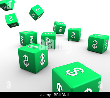Dice with dollar sign Stock Photo