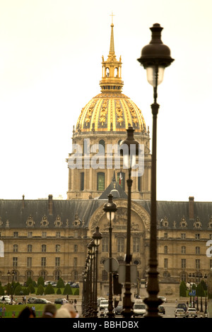 The golden roof of Eglise du Dome stands as a landmark above Hotel des Invalides in Paris France Stock Photo