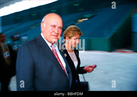 FW De Klerk former president of the Republic of South Africa at the launch of the African Union at the Absa Stadium in Durban Stock Photo