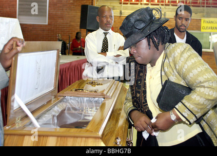 Foreign Affairs Minister Dr Nkosazana Dlamini Zuma pays her final respects to her brother Sibusiso Martin Dlamini at the Dr Stock Photo