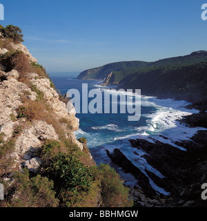 CONSTANTLY SURGING SURF IN THE BAY AT STORMS RIVER MOUTH Stock Photo