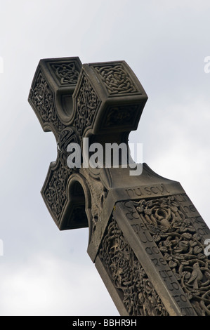 A Celtic cross in the grounds of St Mary's Church, Whitby, Yorkshire Stock Photo