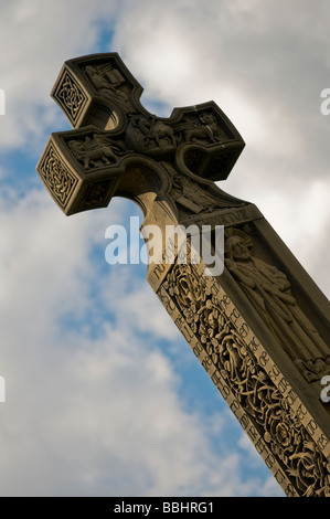 A Celtic cross in the grounds of St Mary's Church, Whitby, Yorkshire Stock Photo
