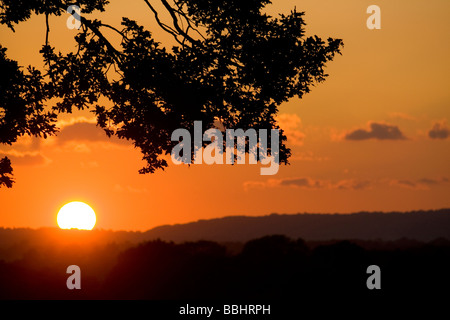 glorious deep red orange sunset, Kent, England Stock Photo