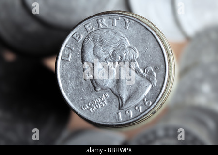 Close up photo of the US coin with George Washington Stock Photo
