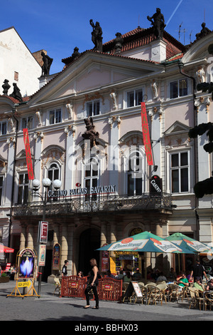Czech Republic Prague Casino Palais Savarin street cafe Stock Photo